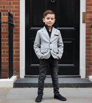 Grey V-Neck Blazer for Boys – A Refined Jacket for Ceremonies & Everyday Elegance (Ages 3–9)