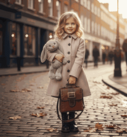 Girls wearing vintage wool winter coats for ages 3 to 9, thick warm long overcoats with button detailing and classic tailoring.