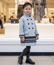 Girls woolen coat with vintage lace and flared silhouette for ages 2-5 years