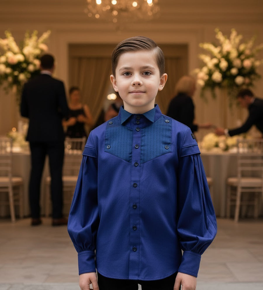 Vintage Cotton Long Sleeve Shirt for Boys – A Refined Classic for Occasions & Everyday Elegance (Ages 3–14)