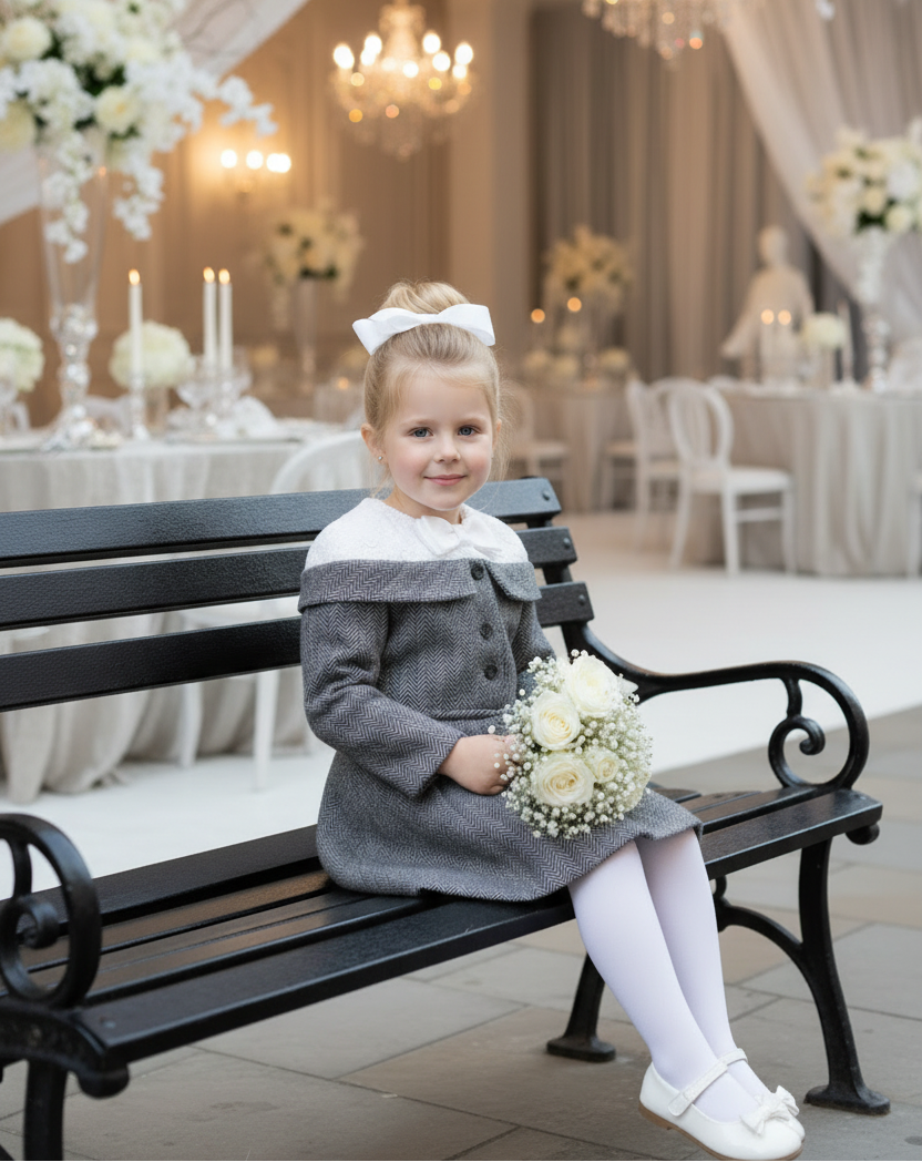 Vintage Wool Coat Dress for Girls (4–7 Years) | Elegant Flower Girl & Winter Occasion Dress
