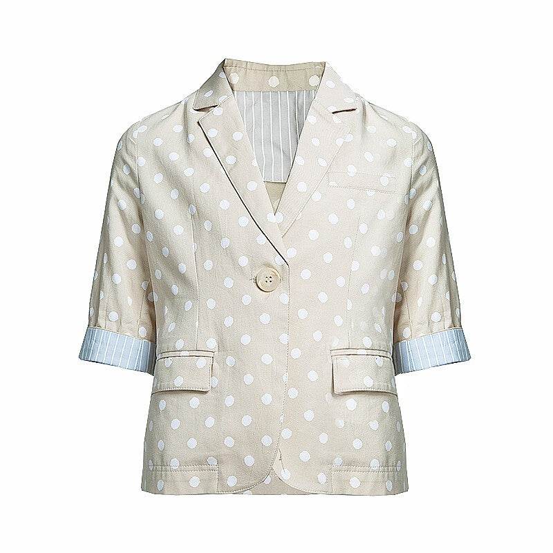 Girls cream cotton blazer short casual jacket for kids ages 6-12 years