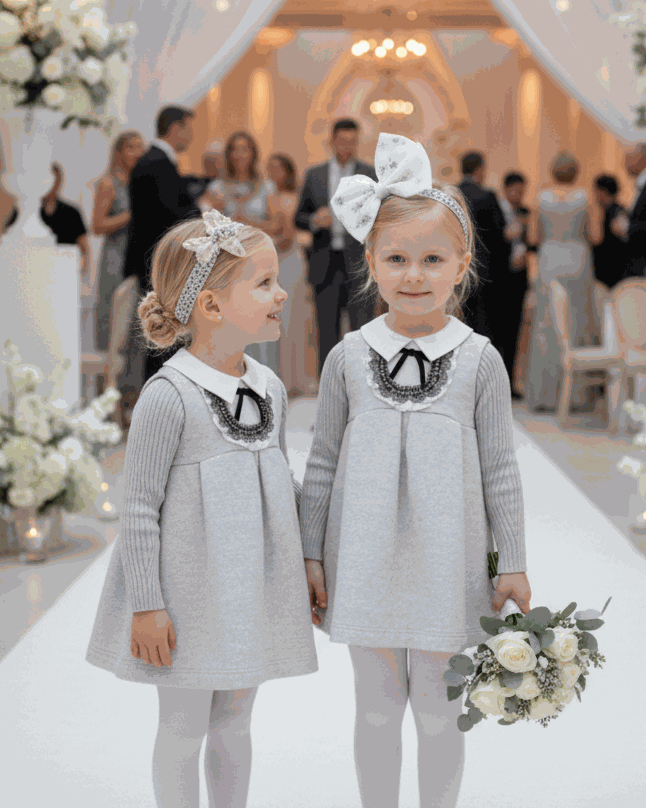 Vintage flower girl dress for baby girl wool blend A-line sleeveless toddler wedding autumn winter