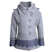 Girls wool coat black baby doll style thick warm winter jacket for ages 3-5 years