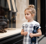 Toddler wearing elegant girls floral princess dress with removable sleeves at birthday party
