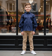 Vintage Cotton Long Sleeve Shirt for Boys – A Refined Classic for Occasions & Everyday Elegance (Ages 3–14)