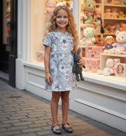 Girls Blue Floral Occasion Dress | Elegant A-Line Flower Girl Dress (3–10 Years)