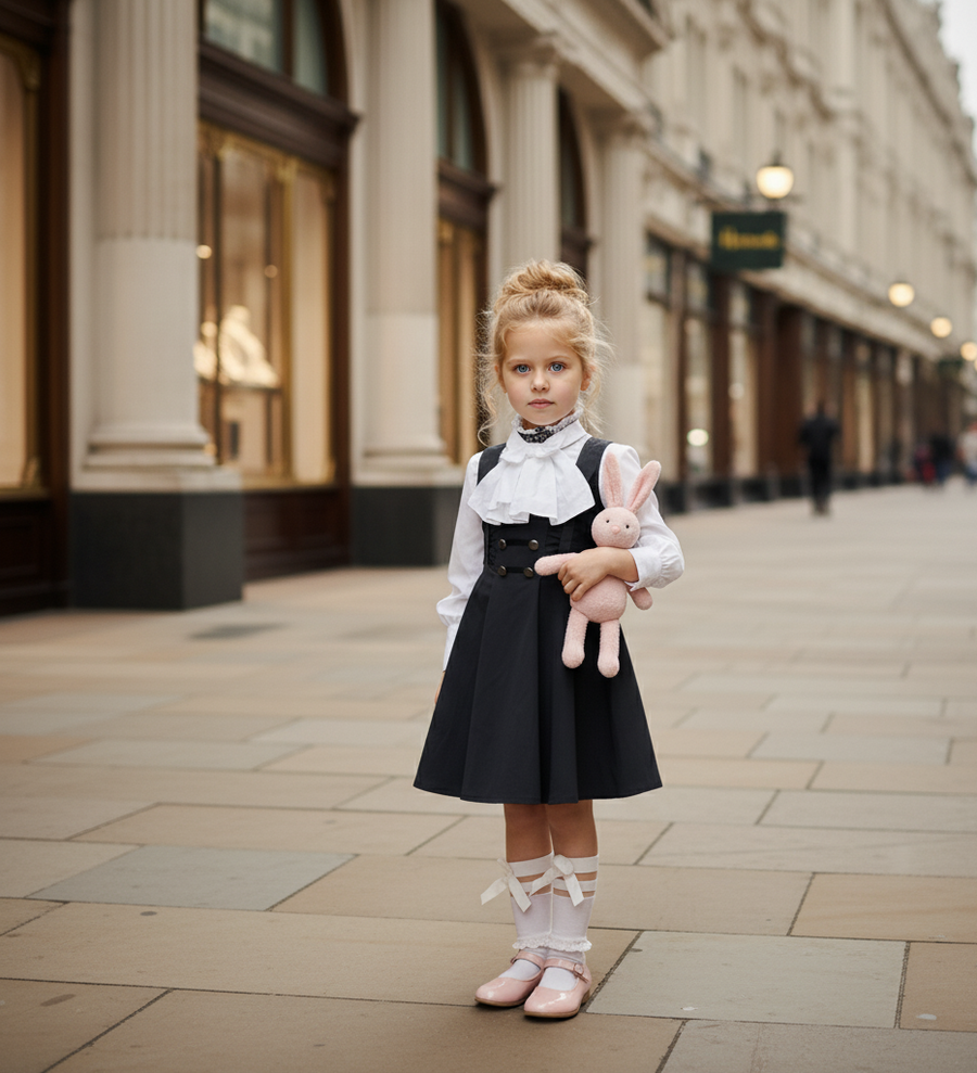 Girls Black Occasion Dress – Sleeveless A-Line Swing Dress for Weddings, Parties & Formal Events (Ages 4-5)