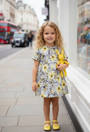 Girls Blue Floral Occasion Dress | Elegant A-Line Flower Girl Dress (3–10 Years)
