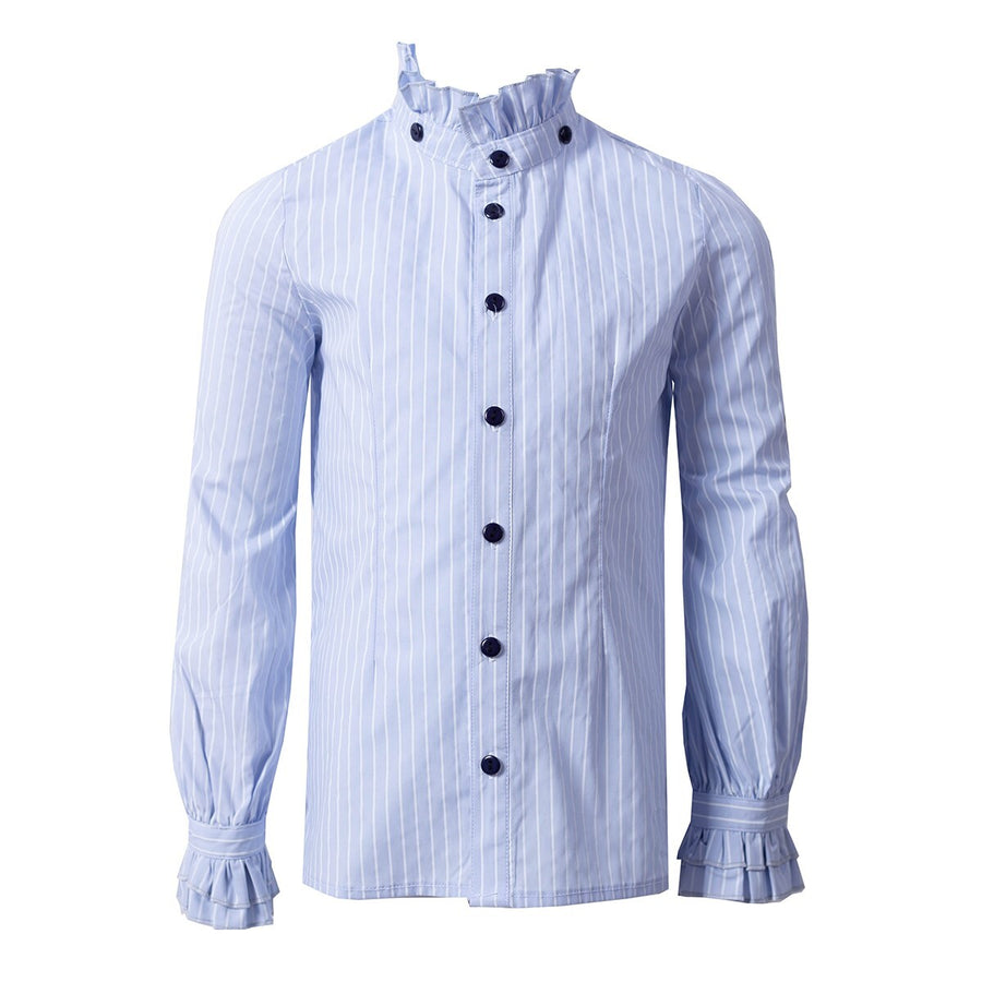 Boys Vintage Light Blue Shirt with Removable Collar (4–14 Years) | Smart Casual & Formal Top