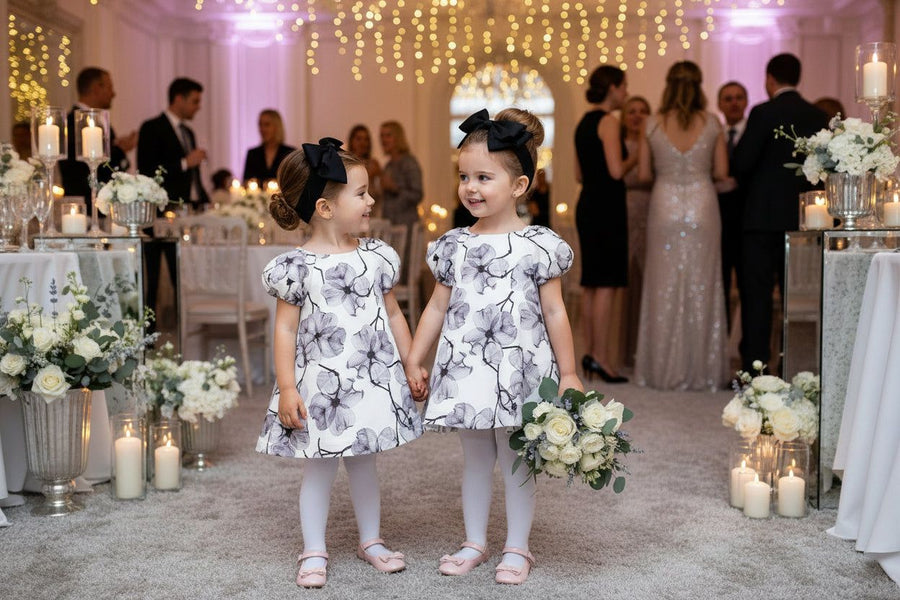 Girls Puff Sleeve Floral A-Line Dress (1–9 Years) | Vintage Princess Party & Occasion Dress