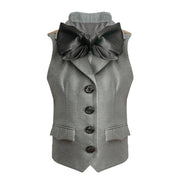Girls Vintage Waistcoat Top with Bowtie (3–10Y) | Flower Girl Alternative Outfit for Wedding UK | Elegant Kids Formal Vest