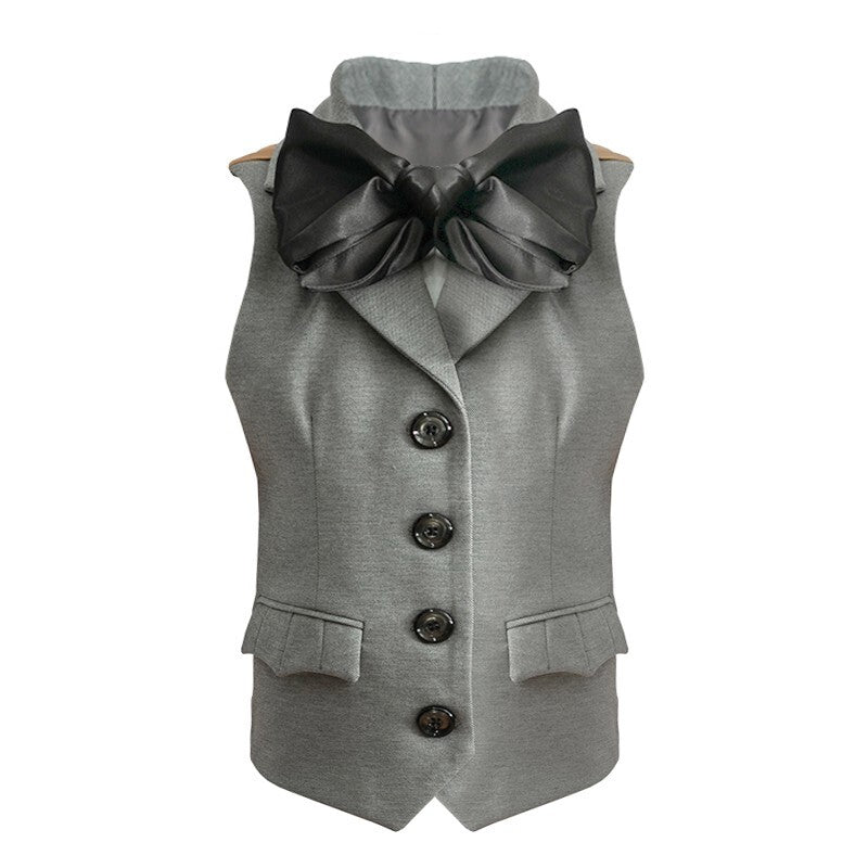 Girls Vintage Waistcoat Top with Bowtie (3–10Y) | Flower Girl Alternative Outfit for Wedding UK | Elegant Kids Formal Vest
