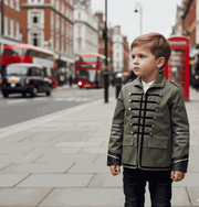 Boys kids military-style cotton trench coat long sleeve casual jacket ages 3-10