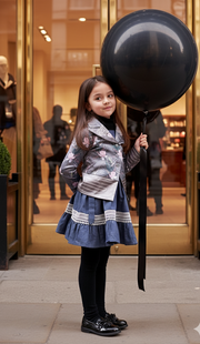 Girls Silver Grey Velvet Blazer with Lace Collar – Vintage Princess Jacket for Weddings, Parties & Formal Wear (Ages 3–10)