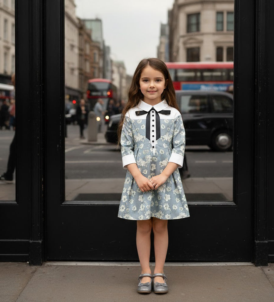 Vintage Floral Doll Collar Dress for Girls – A Refined A-Line Style for Special Occasions & Everyday Elegance (Ages 3–7)
