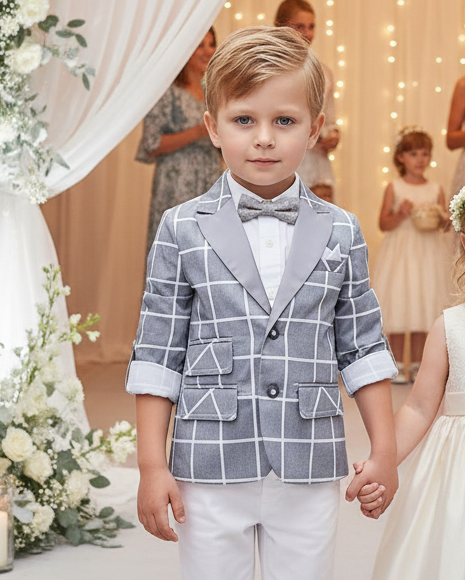 Boys Plaid Blazer – Lightweight Cotton Vintage Page Boy Jacket for Wedding, Party & Smart Casual (Ages 4–9)