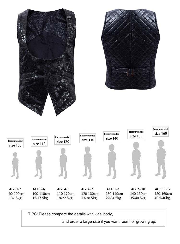 Boys black brocade waistcoat for formal weddings and special occasions ages 4-9