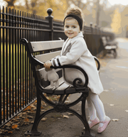 Cream orange girls woolen long winter coat for ages 3-12 with button closure and full lining