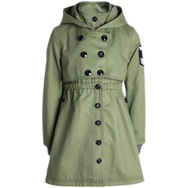 Black girls autumn winter cotton trench dress coat for ages 3-7 with windproof and waterproof features