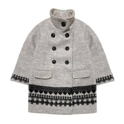 Girls woolen coat with vintage lace and flared design for ages 2-5 years in grey