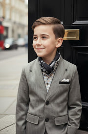 Grey V-Neck Blazer for Boys – A Refined Jacket for Ceremonies & Everyday Elegance (Ages 3–9)