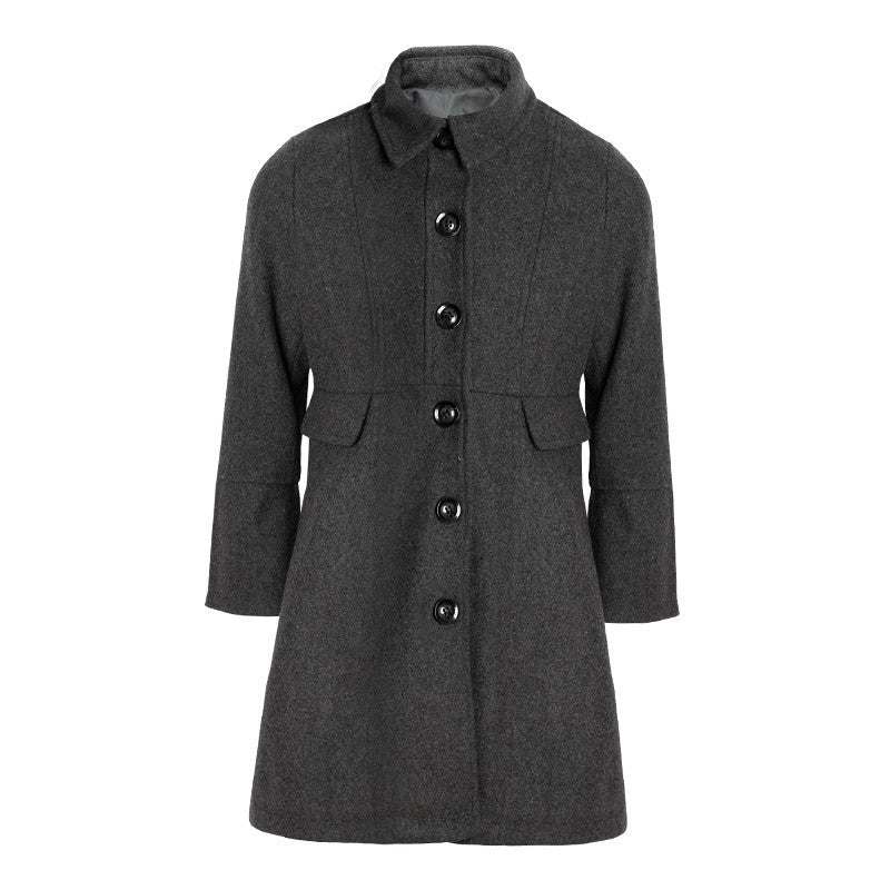 Girls vintage wool winter coat thick warm long overcoat for ages 3-9 years with double-breasted buttons and classic design