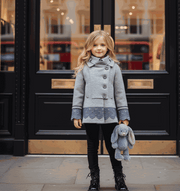 Girls black wool coat baby doll style warm winter jacket for ages 3-5 years