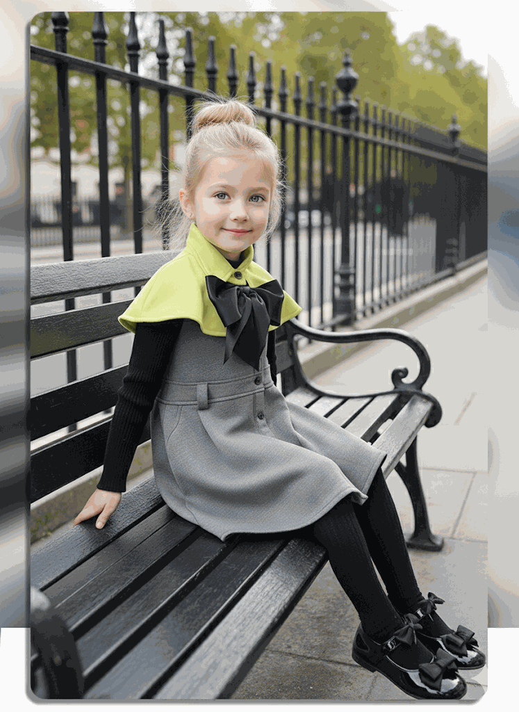 Apple green cape flower girl dress with black bow for elegant wedding girls ages 9-12