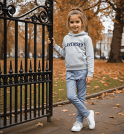 Girls' light blue stretchy denim jeans for kids aged 4-9, skinny fit with elastic waistband