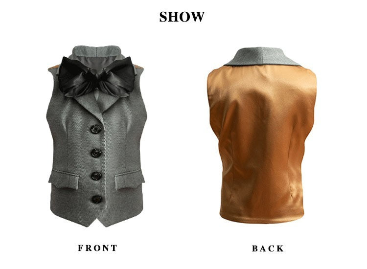 Girls Vintage Waistcoat Top with Bowtie (3–10Y) | Flower Girl Alternative Outfit for Wedding UK | Elegant Kids Formal Vest