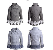 Girls black wool coat baby doll style warm winter jacket ages 3-5 years
