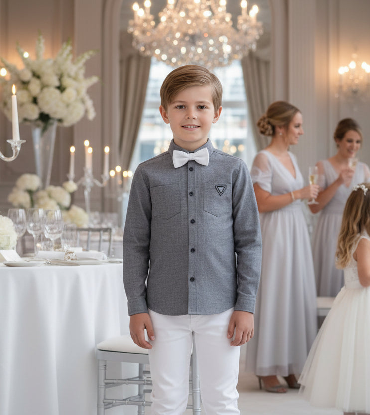 Boys Black Cotton Long Sleeve Shirt – Lightweight & Stylish Top for Ages 3-7 YeaBoys Black Cotton Shirt – Lightweight Long Sleeve Page Boy Shirt for Wedding & Formal Occasions (Ages 3–7)