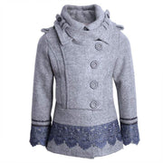 Girls grey wool coat in baby doll style for ages 3-5 years, warm and stylish winter outerwear