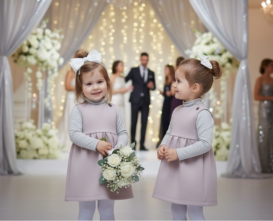 Girls Vintage Wool Vest Dress (2–10 Years) | Minimalist Flower Girl Baby Doll Mini Dress