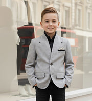 Grey V-Neck Blazer for Boys – A Refined Jacket for Ceremonies & Everyday Elegance (Ages 3–9)