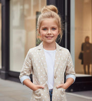 Girls cream cotton blazer short casual jacket for 6-12 years