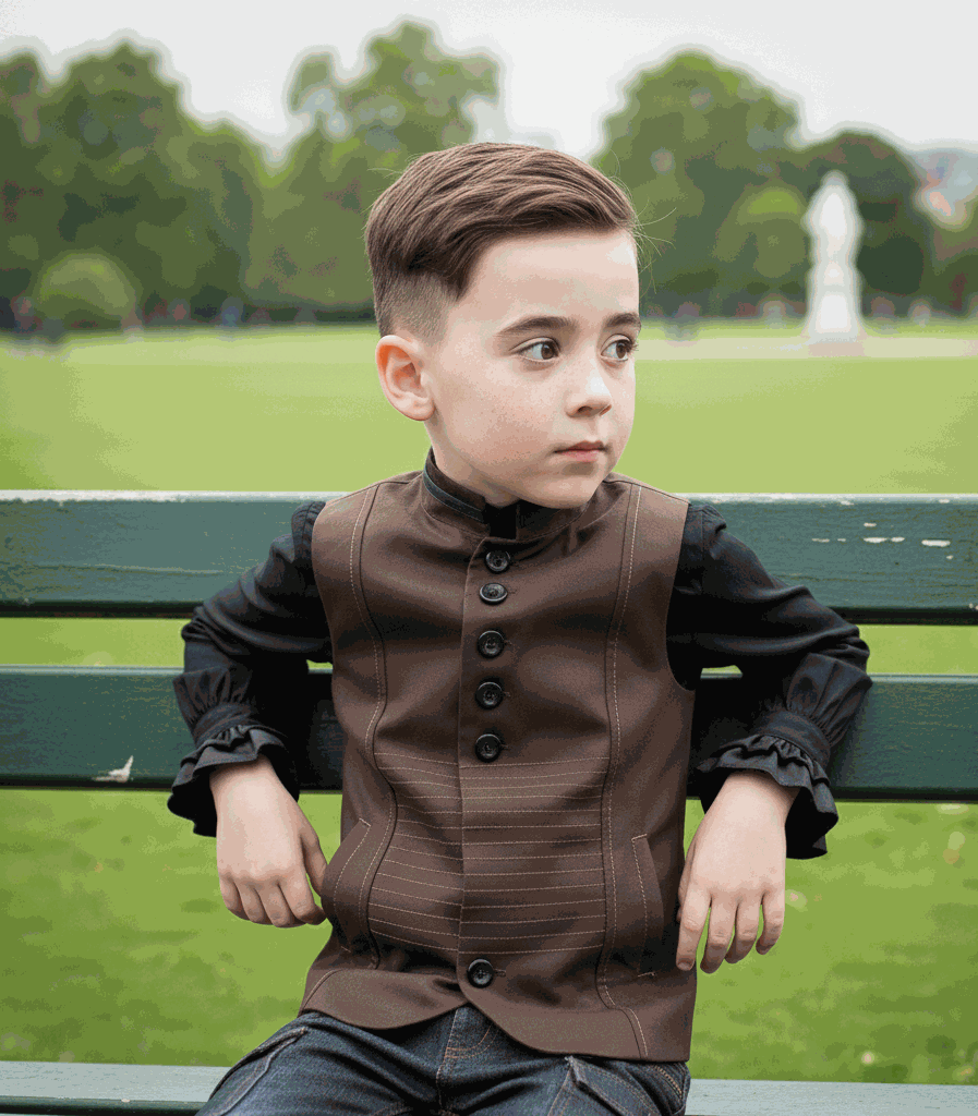 Boys vintage velvet waistcoat for formal page boy and smart layering, ages 3-9 years