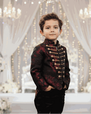 Luxury boys embroidered tuxedo blazer in velvet with shawl lapel for weddings and formal events ages 4-14