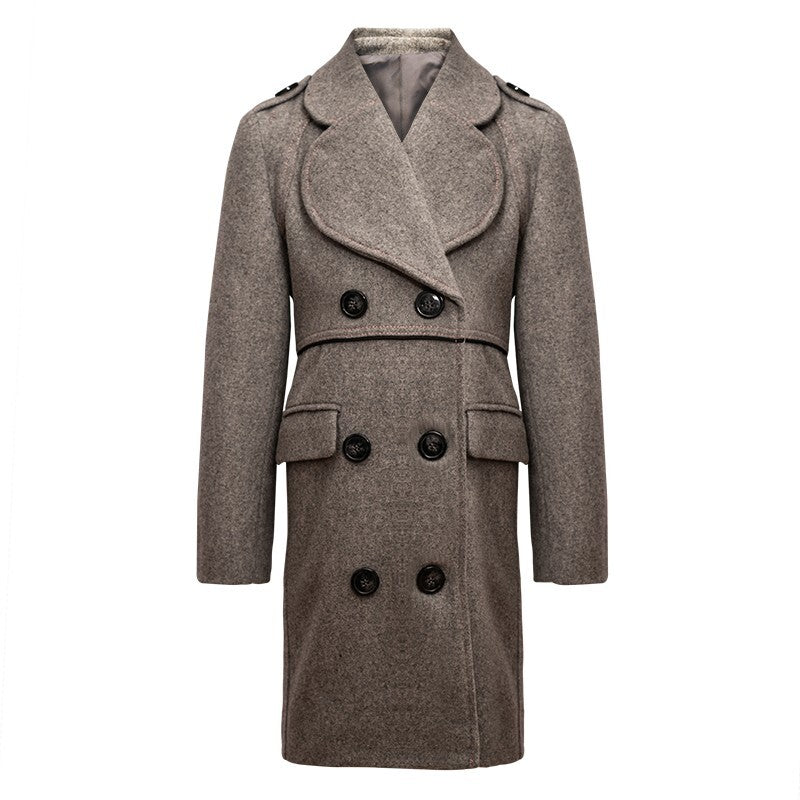 Children's Winter Double Breasted Wool Coat Thick Warm Military Jacket 3-12 Year