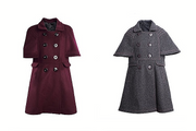 Girls' Wine Red Cashmere Wool Coat 3-9Y high end 2025 new Vintage Winter Jacket