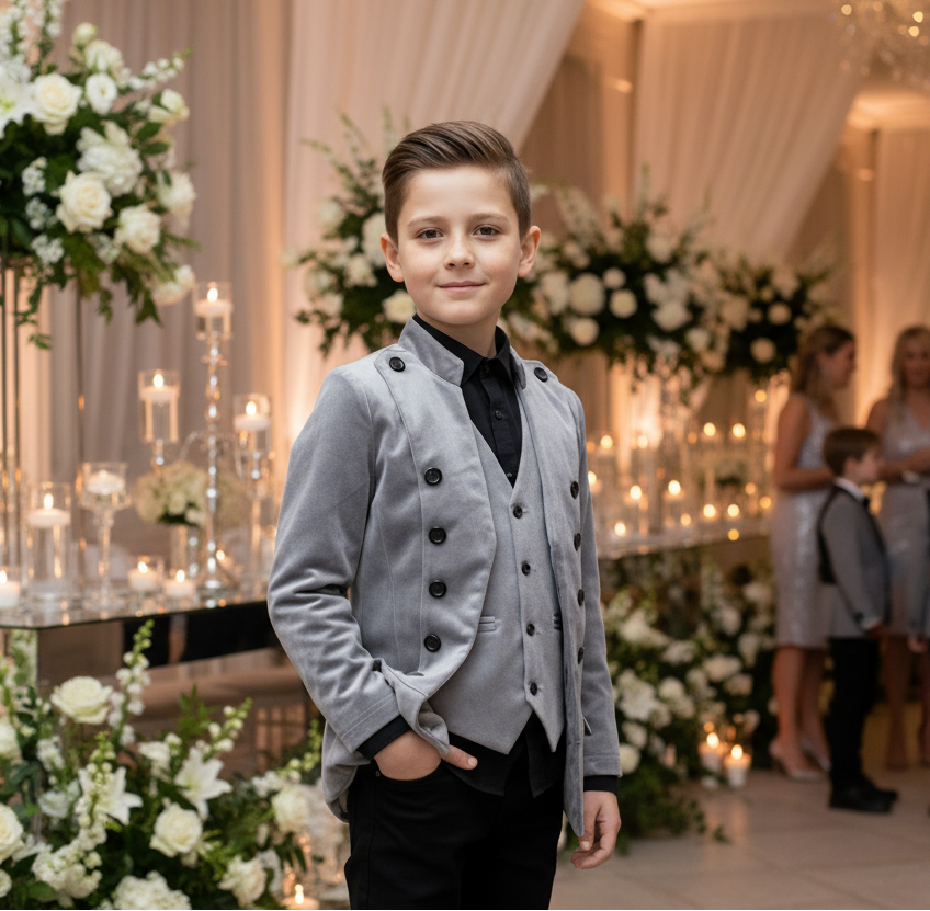 Boys Velvet Blazer False Two-Piece (3–14 Years) | Vintage Wedding Page Boy Dinner Jacket