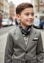 Grey V-Neck Blazer for Boys – A Refined Jacket for Ceremonies & Everyday Elegance (Ages 3–9)
