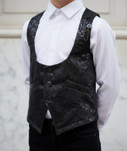 Boys black brocade waistcoat for formal weddings and special occasions aged 4-9