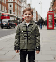Boys kids military-style cotton trench coat long sleeve casual jacket ages 3-10