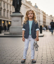Girls cream cotton blazer short casual jacket for kids aged 6-12 years