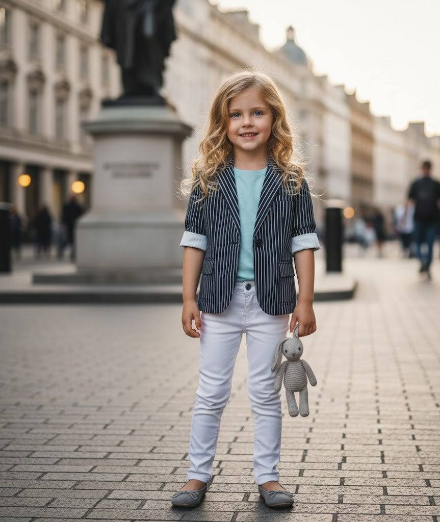 Girls cream cotton blazer short casual jacket for kids aged 6-12 years