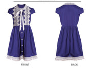 Girls Royal Blue Lace Occasion Dress – Vintage A-Line Cotton Dress for Weddings, Parties & Holiday Events (Ages 3–5)