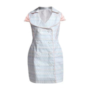 Girls Pink & Blue Occasion Dress – Elegant Double-Breasted A-Line Dress for Weddings, Parties & Holiday Events (Ages 4–10)