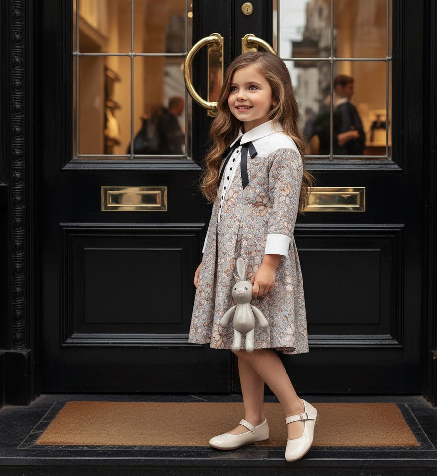 Vintage Floral Doll Collar Dress for Girls – A Refined A-Line Style for Special Occasions & Everyday Elegance (Ages 3–7)